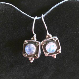 Sterling Silver Etruscan Moonstone Earrings